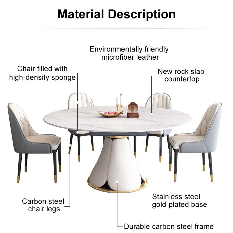 Hot Sale Factory Wholesale Marble Top Dining Table 6 Seater Expandable Dining Table
