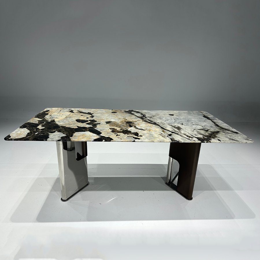 Luxury Elegant Home Restaurant Furniture 4 6 8 10 Seater Table Dining Rectangle Shape Marble Dining Table