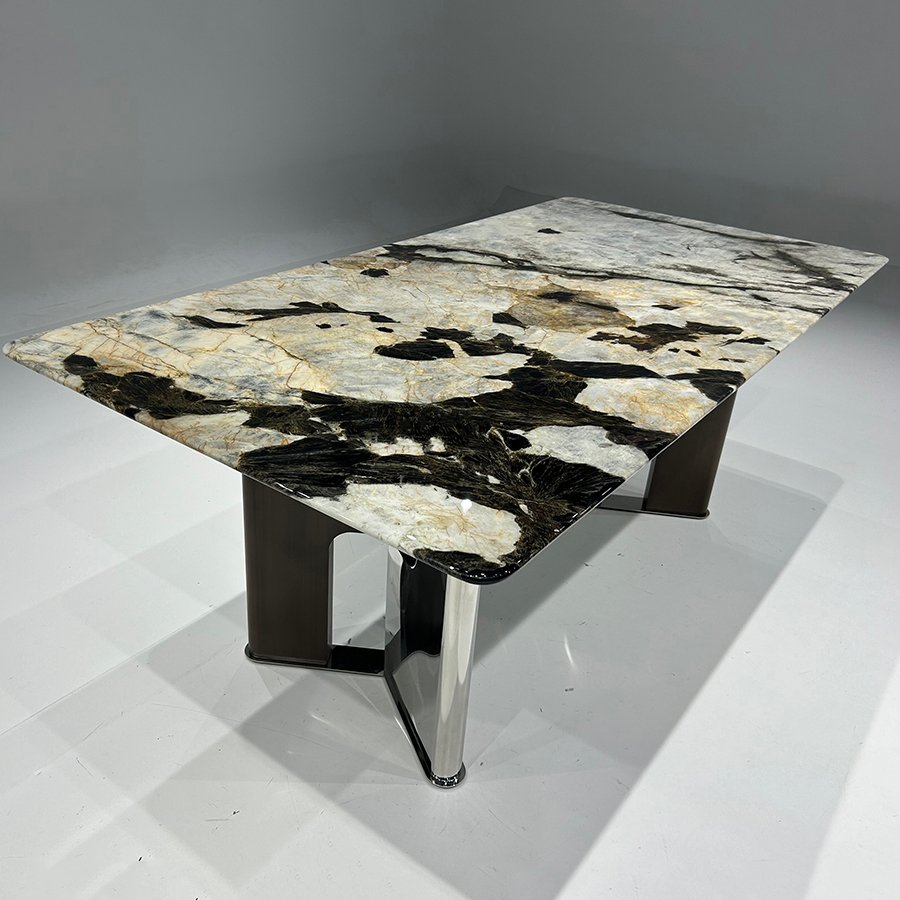 Luxury Elegant Home Restaurant Furniture 4 6 8 10 Seater Table Dining Rectangle Shape Marble Dining Table