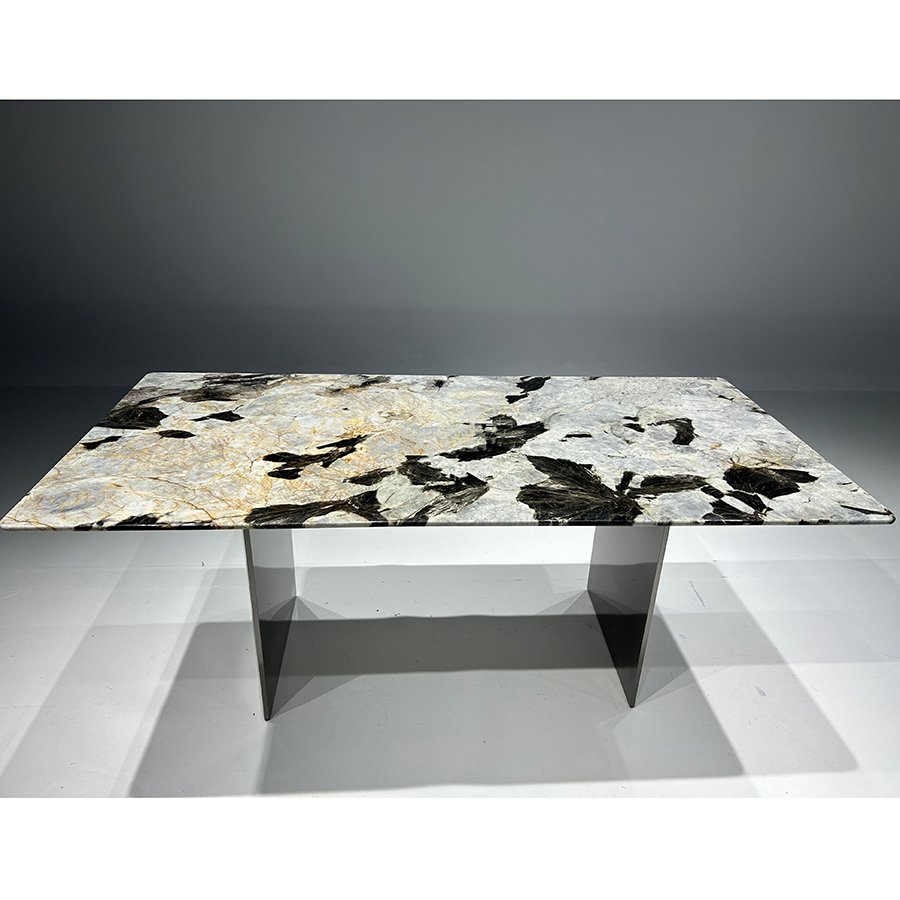 Luxury Elegant Home Restaurant Furniture 4 6 8 10 Seater Table Dining Rectangle Shape Marble Dining Table