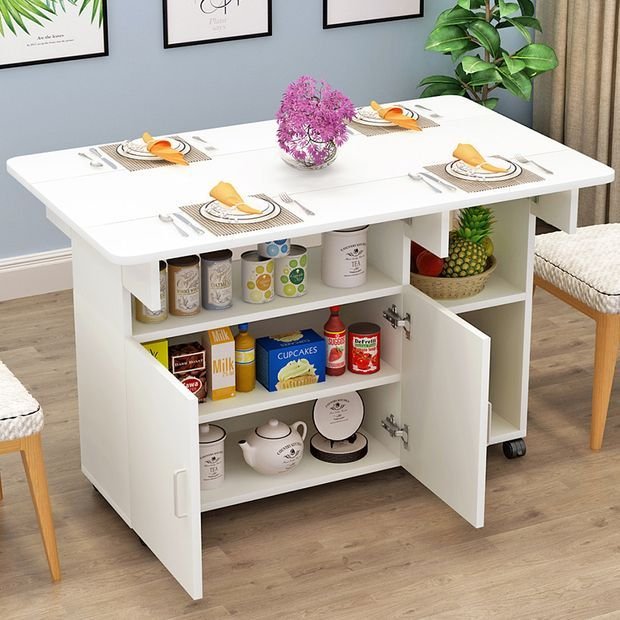 wholesale modern nordic stylish rectangular folding wood dining tables with free combination sideboard buffet cabinet