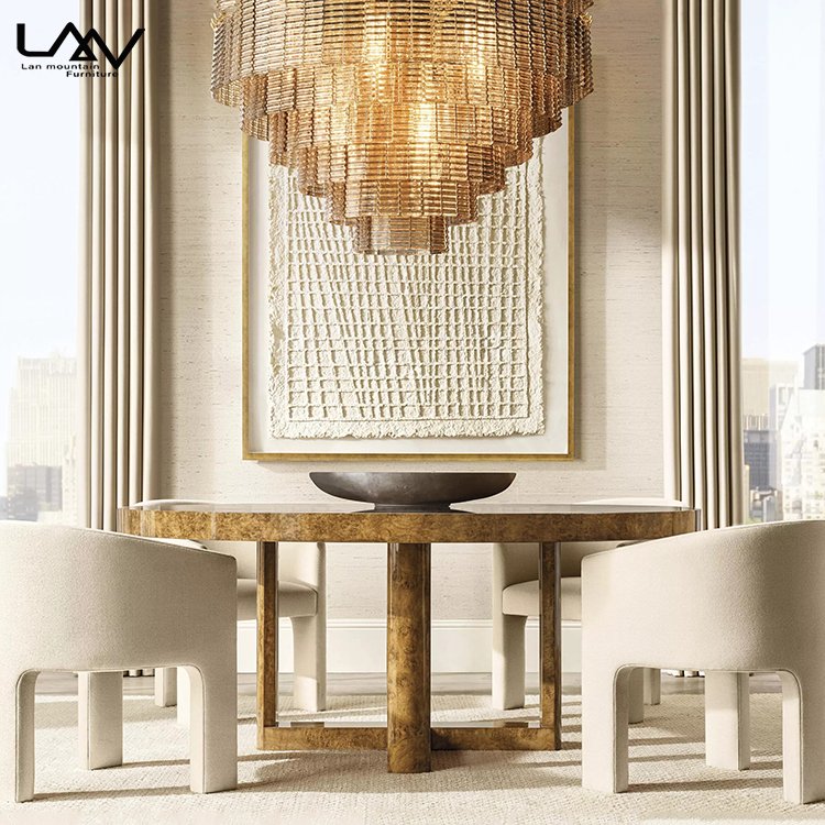 Customizable Modern Style Round Wooden Dining Table Hotel Dining Room Luxury Accent Table Furniture