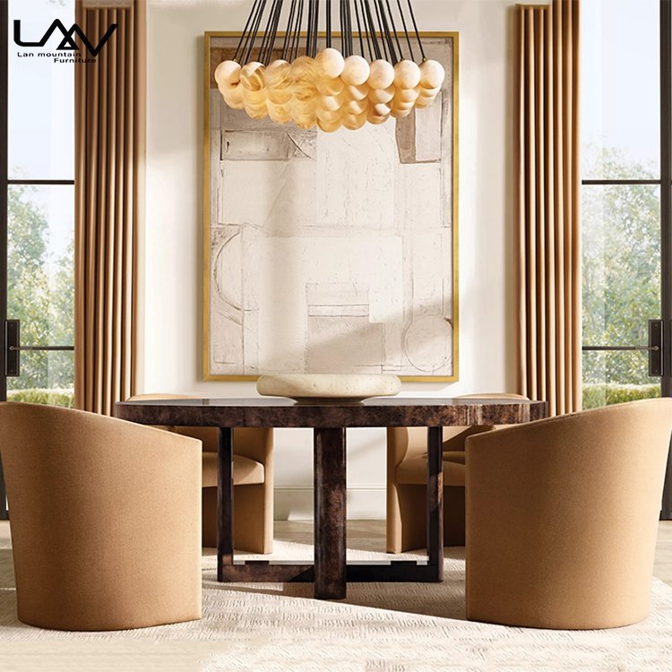 Customizable Modern Style Round Wooden Dining Table Hotel Dining Room Luxury Accent Table Furniture