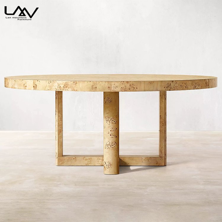 Customizable Modern Style Round Wooden Dining Table Hotel Dining Room Luxury Accent Table Furniture