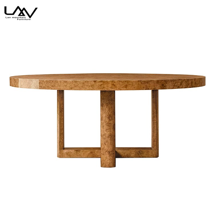 Customizable Modern Style Round Wooden Dining Table Hotel Dining Room Luxury Accent Table Furniture