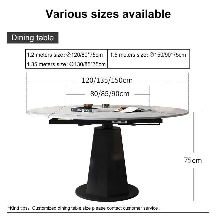 Wholesale Luxury Adjustable Marble Round Dining Table Set With Chairs Extendable Design Kitchen Dining Room Furniture