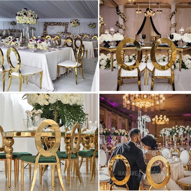 Romantic Frame Rectangle Stainless Steel Golden Event Wedding Table With glass Top