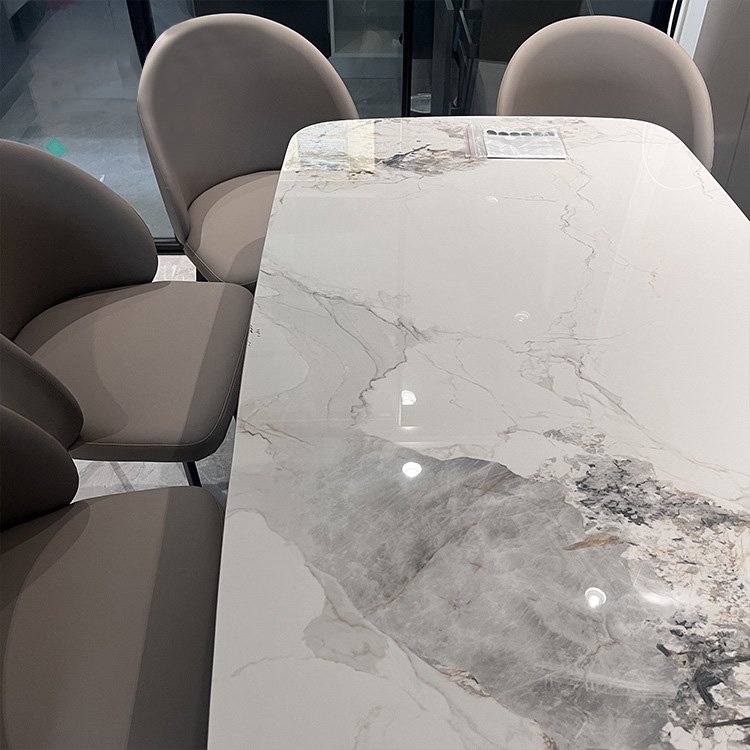 High Quality Restaurant Table Marble Tabletop Gold Stainless Steel Luxury Metal Dining Table Set Living Room Furniture