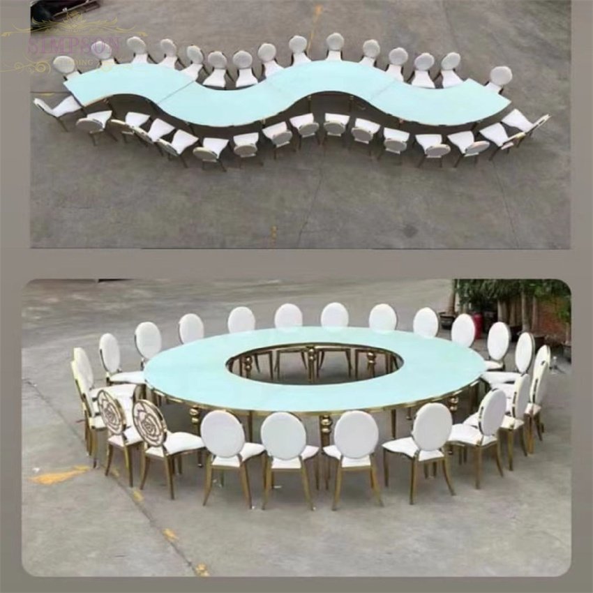 Event White Round Tables Moon Tables Banquet Wedding Table French Romantic Oem Odm Luxury for Events Party Metal Dining Table