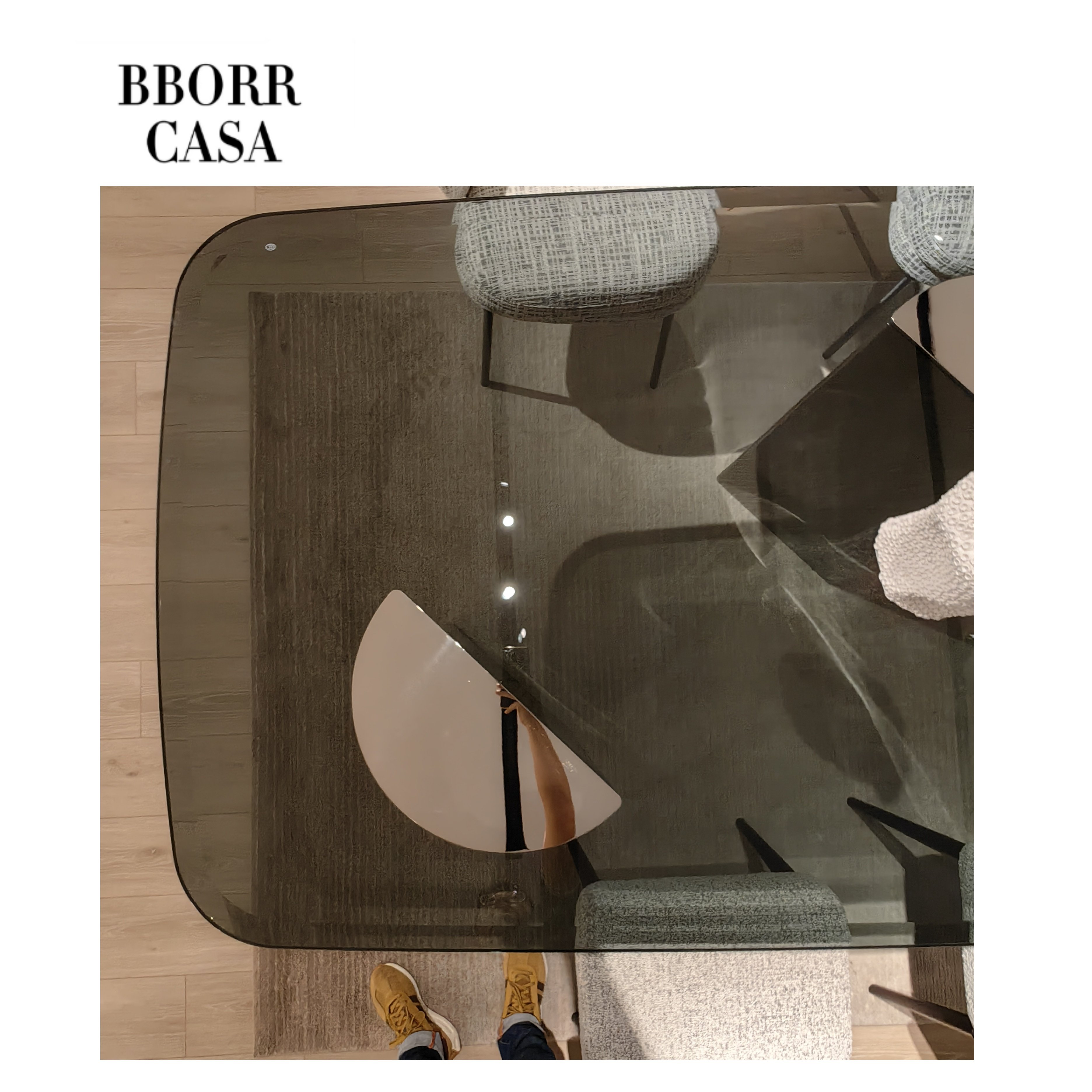 Modern Style Marble Dining Table Luxury Dining Room Furniture Tempered Glass Minimalist Dining Table