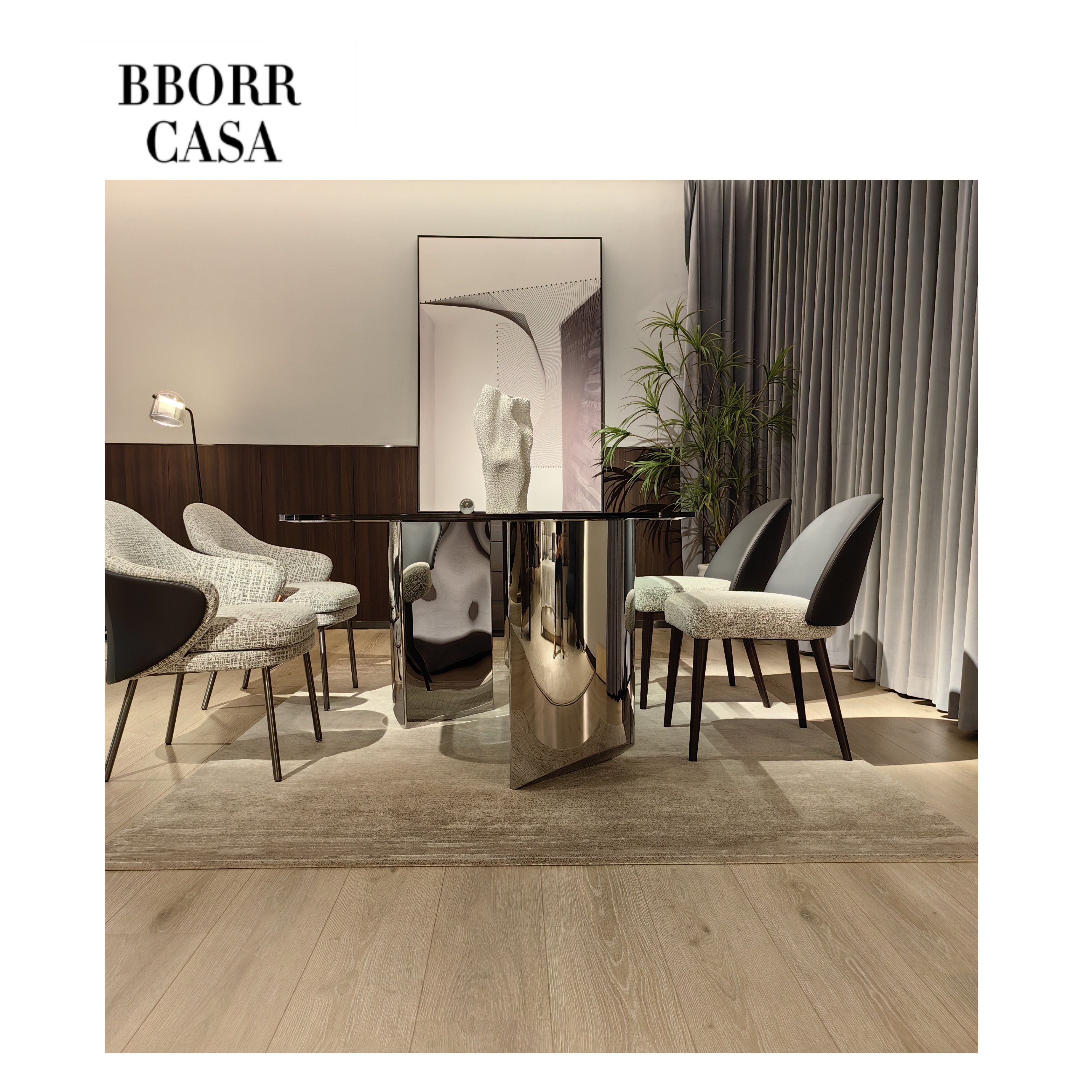 Modern Style Marble Dining Table Luxury Dining Room Furniture Tempered Glass Minimalist Dining Table