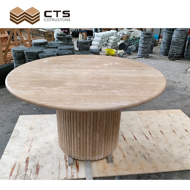 Dining Table High Quality Travertine Good Look Customized Beige Color