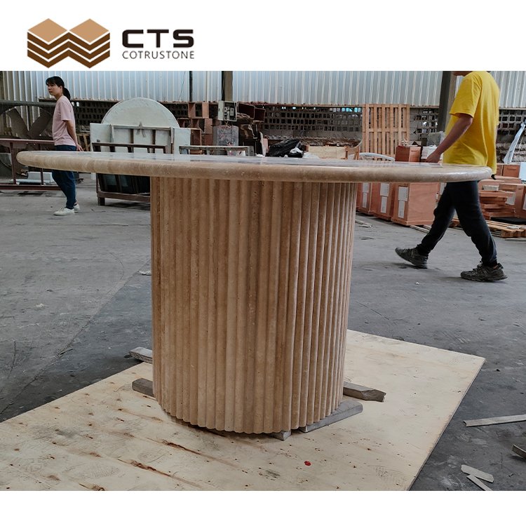 Dining Table High Quality Travertine Good Look Customized Beige Color
