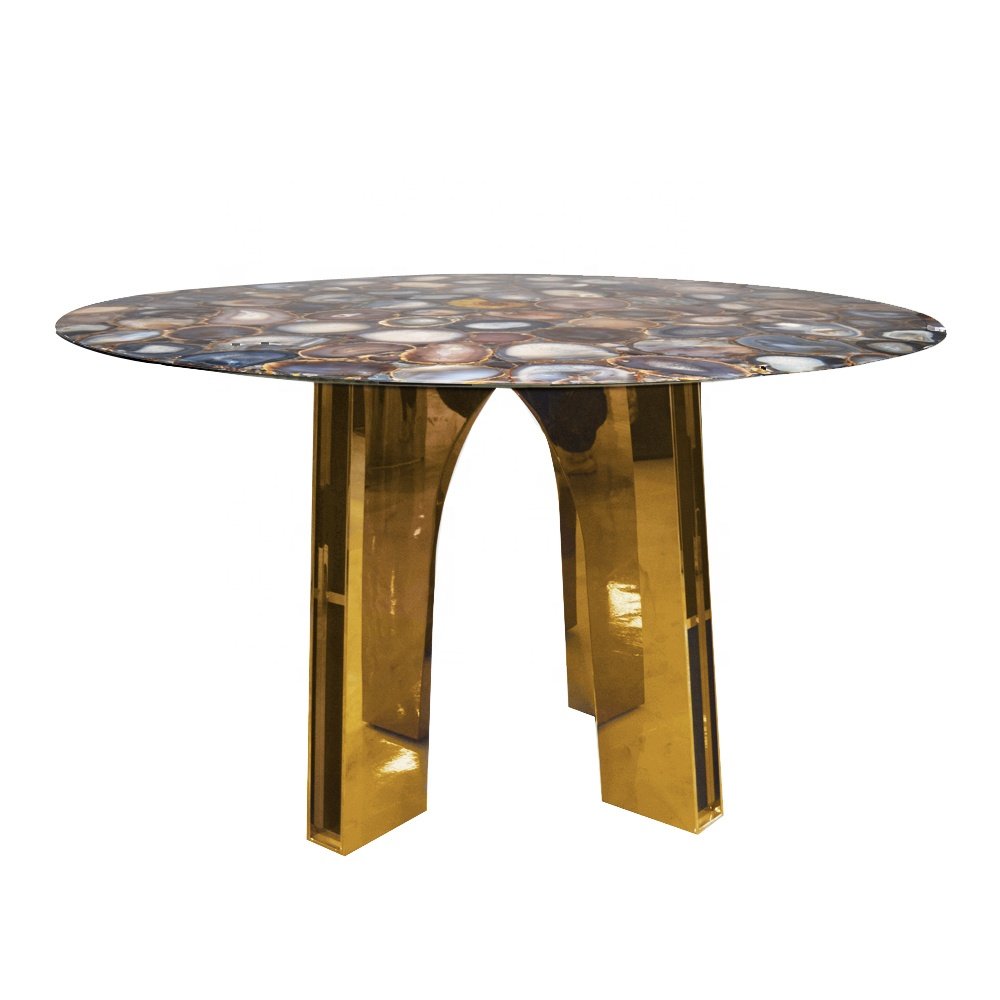 Stainless steel marble stainless steel dining table Custom metal furniture legs Marble table modern light luxury dining table