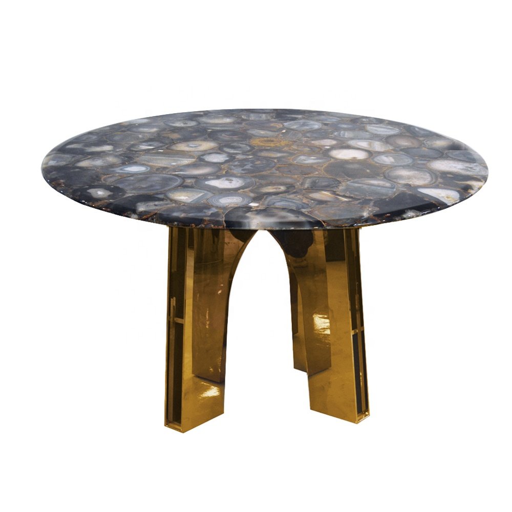 Stainless steel marble stainless steel dining table Custom metal furniture legs Marble table modern light luxury dining table