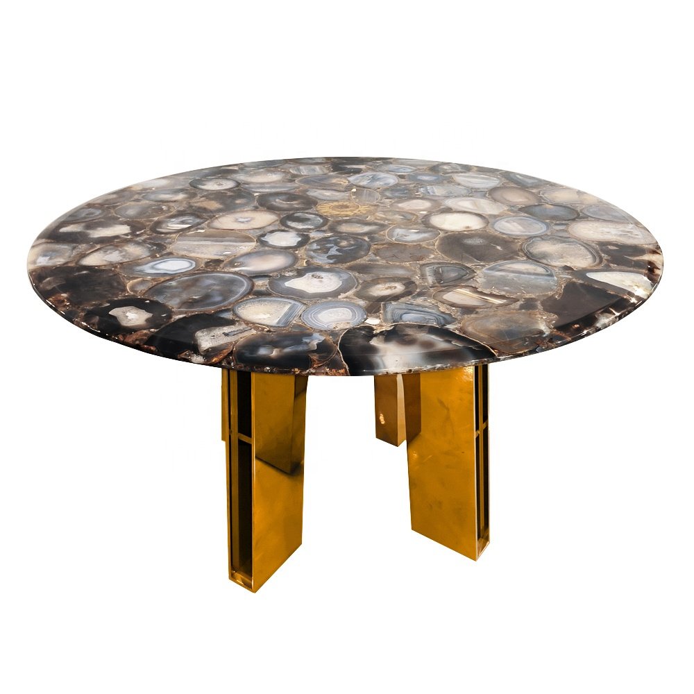 Stainless steel marble stainless steel dining table Custom metal furniture legs Marble table modern light luxury dining table