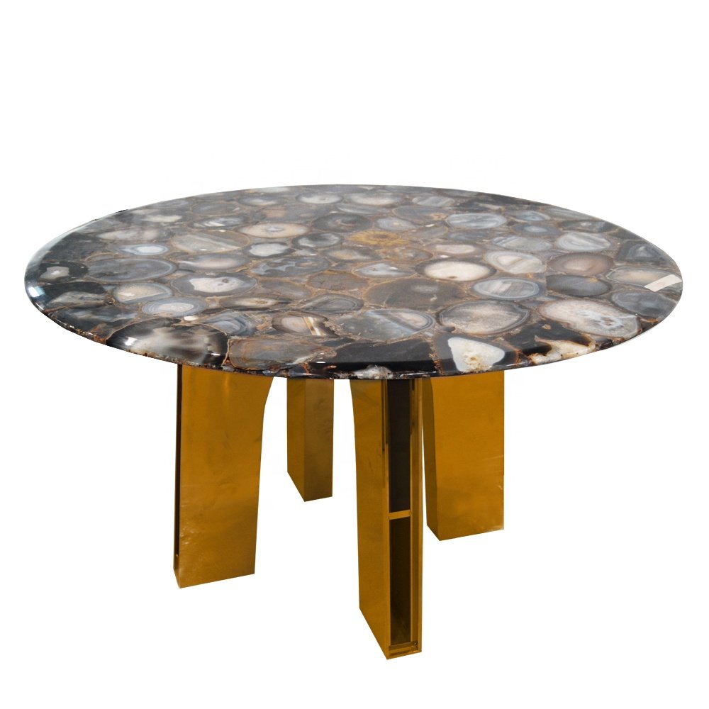 Stainless steel marble stainless steel dining table Custom metal furniture legs Marble table modern light luxury dining table