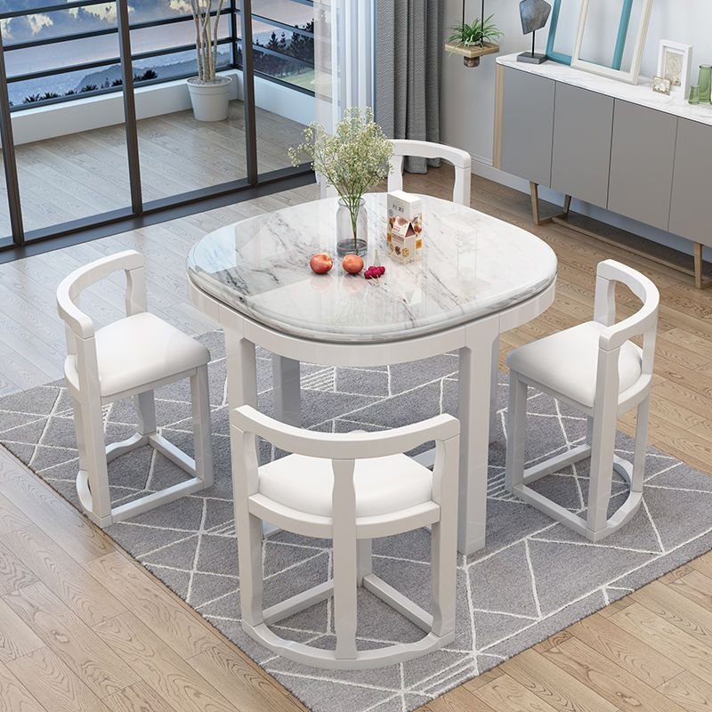 HANYEE Modern Solid Wood Dining Table Set Conveniently Accommodates 4/6 Chairs for Kitchen Use