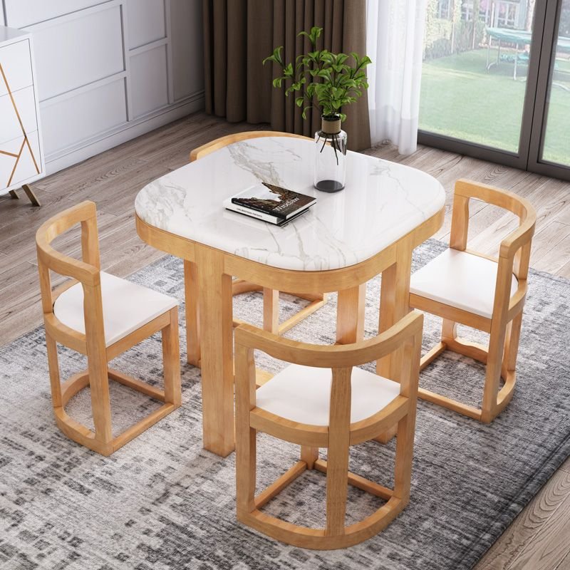 HANYEE Modern Solid Wood Dining Table Set Conveniently Accommodates 4/6 Chairs for Kitchen Use