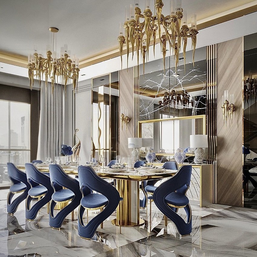 Exclusive design marble top dining tables metal golden dining room furniture 10 12 seater luxury dining table