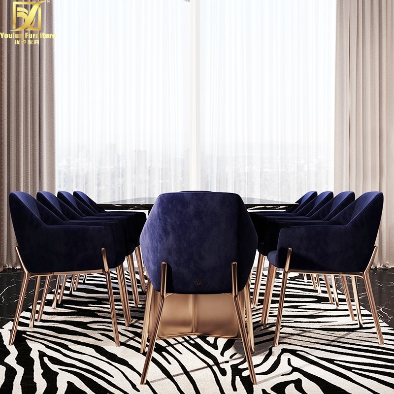 Rectangular natural 12 10 8 seaters italian black luxury marble top dining table
