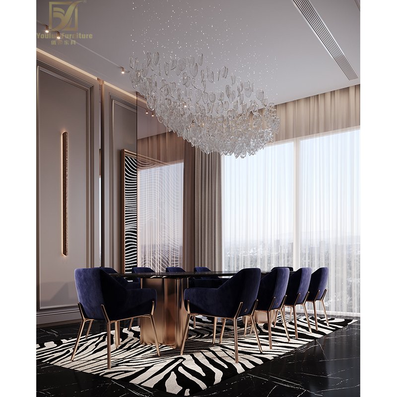 Rectangular natural 12 10 8 seaters italian black luxury marble top dining table