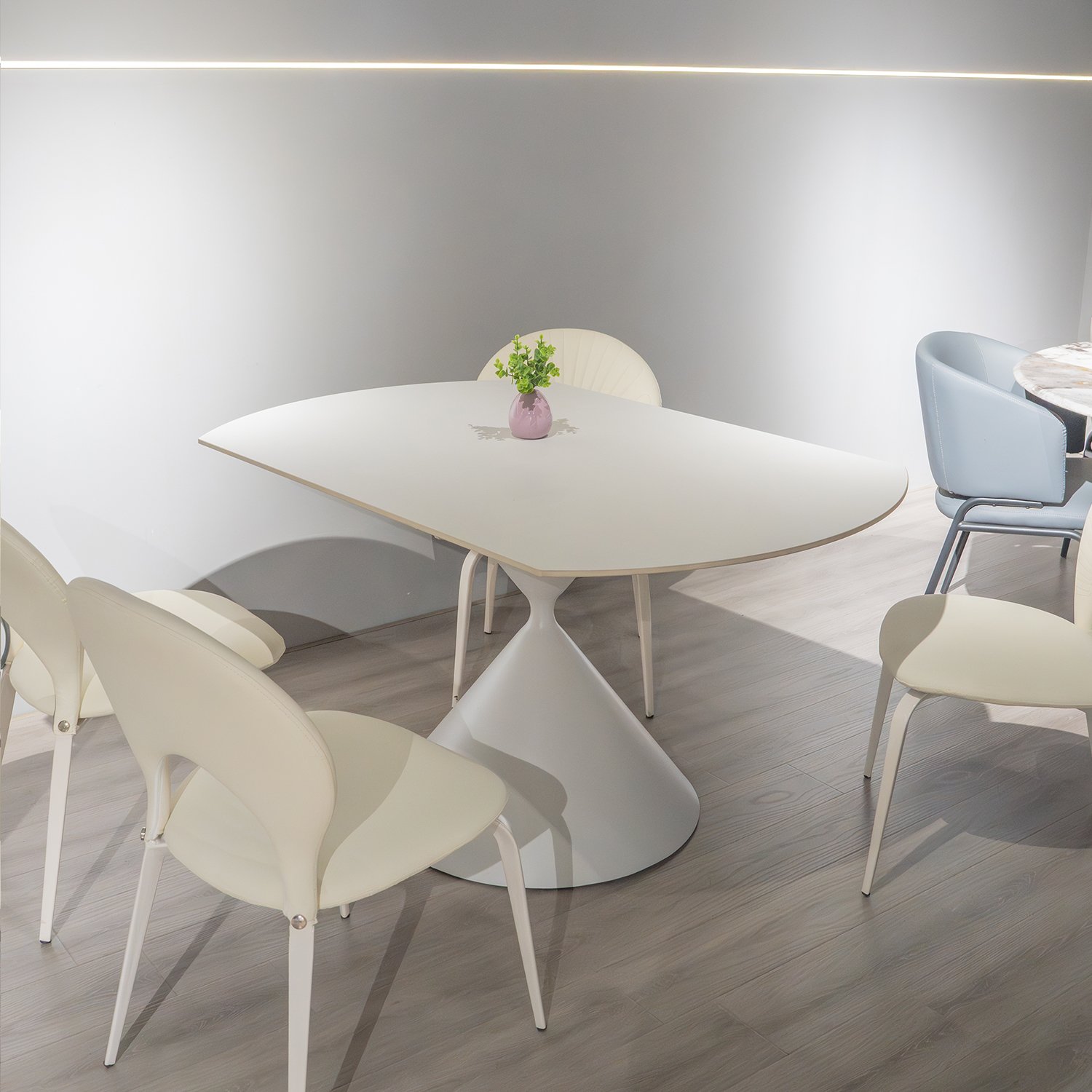 Italian Style Minimalist Dining Table 4 Chairs In White Function Kitchen Furniture Small Apartment Convertible Rectangular Table