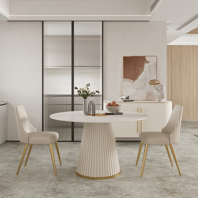 Modern Simple Household Apartment Dining Table and Chairs Luxury Round Dining Table