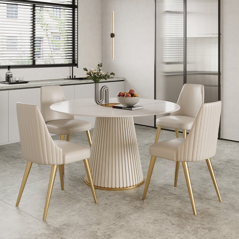 Modern Simple Household Apartment Dining Table and Chairs Luxury Round Dining Table