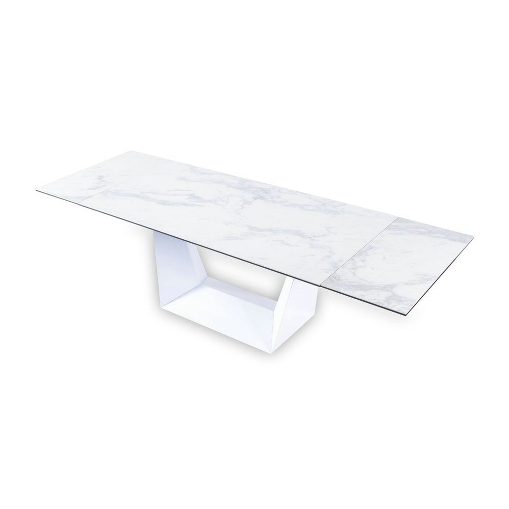 Customized Modern Design Space Saving Ceramic Top Table Metal Rectangular Restaurant Extendable Dining Table Set for Dining Room