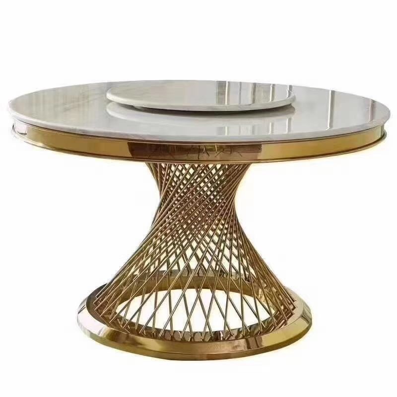 Modern Furniture Gold Stainless Steel Round Wedding Dining Tables Hotel Table