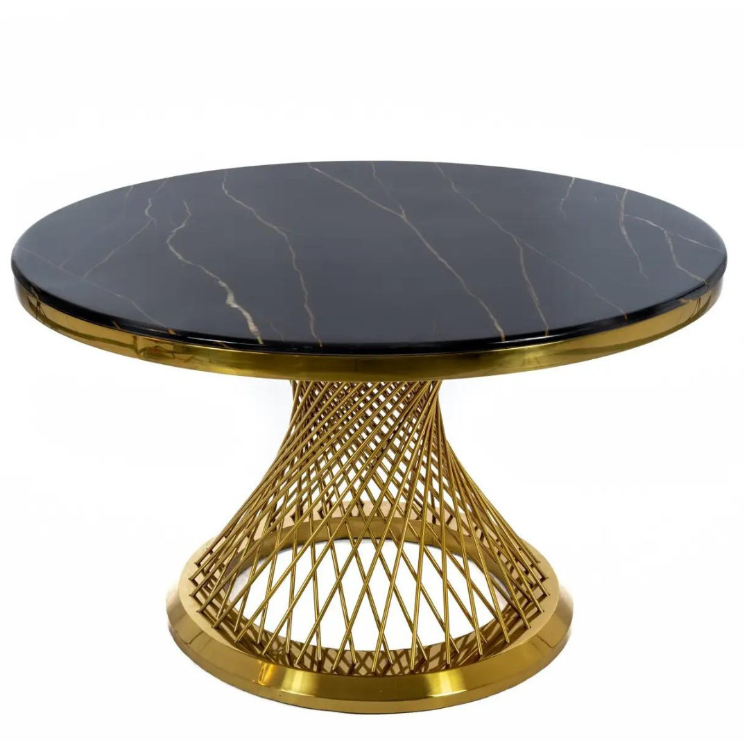 Modern Furniture Gold Stainless Steel Round Wedding Dining Tables Hotel Table