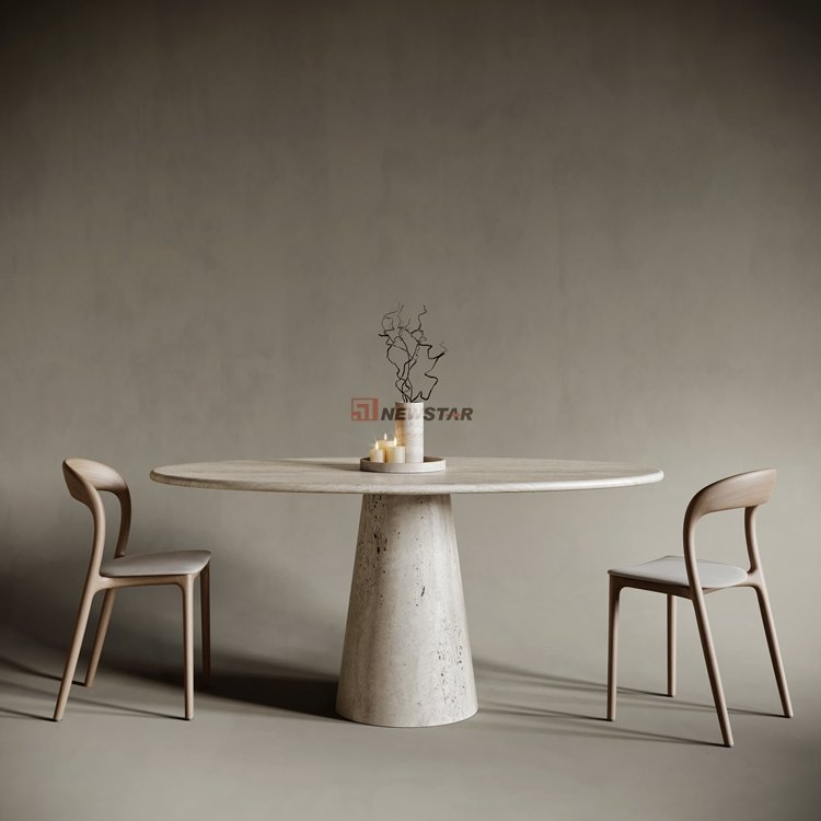 Italian dining table set console table indoor furniture silver grey travertine natural marble custom modern luxury dining table
