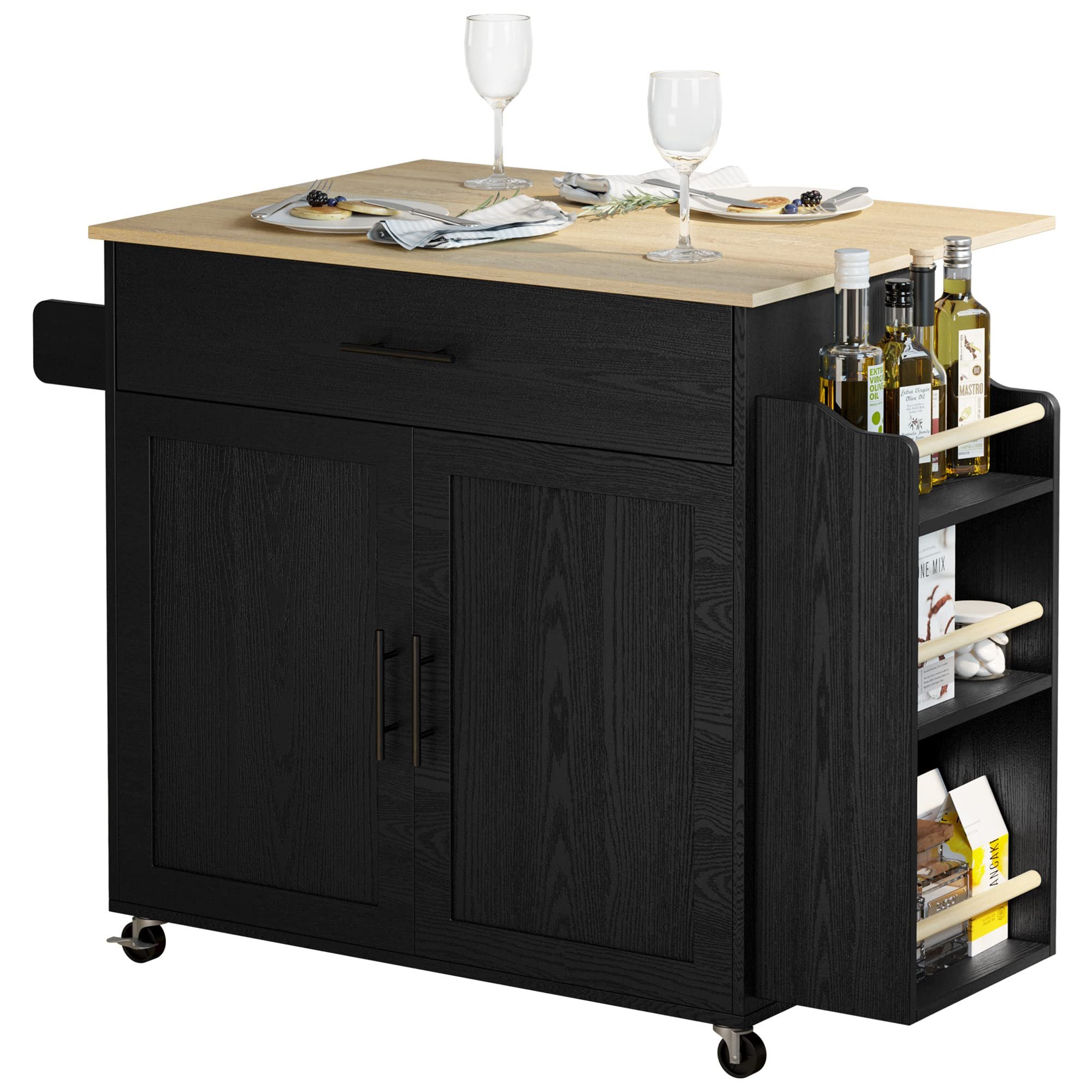 Kitchen Island with Storage Rolling Kitchen Island on Wheels with Drop Leaf Kitchen Cart Island Table