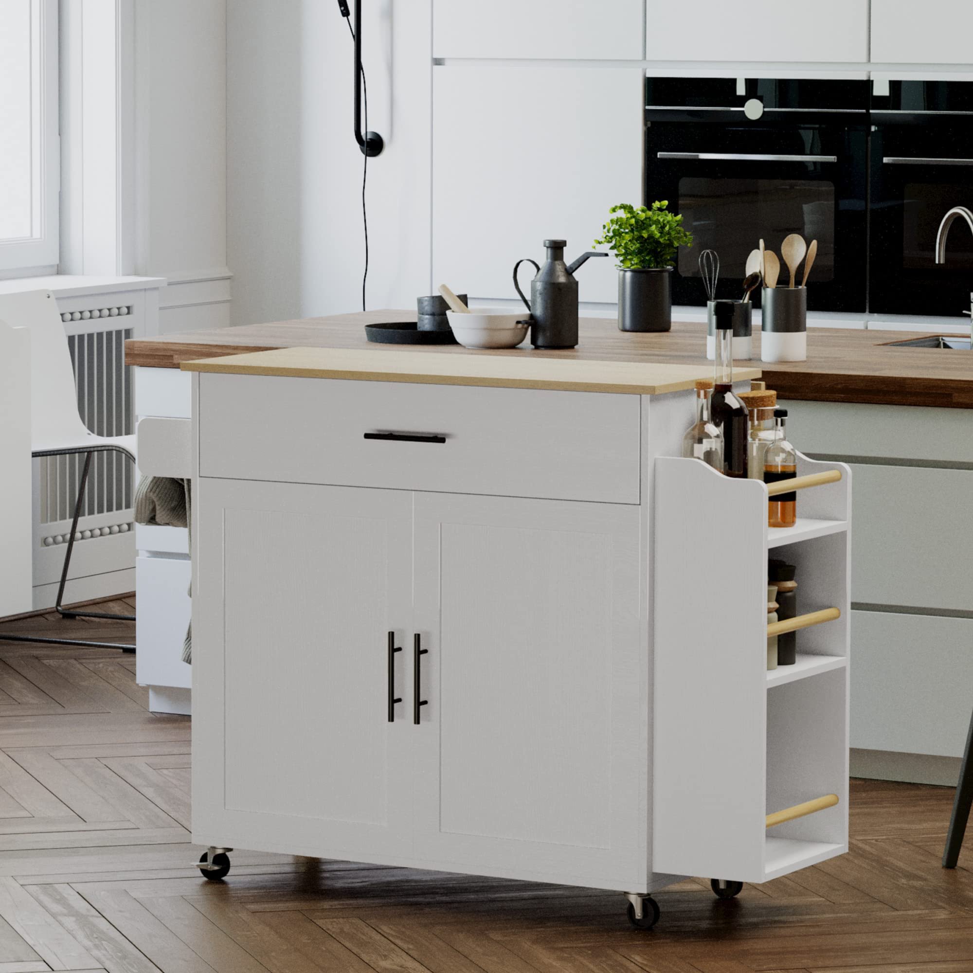 Kitchen Island with Storage Rolling Kitchen Island on Wheels with Drop Leaf Kitchen Cart Island Table