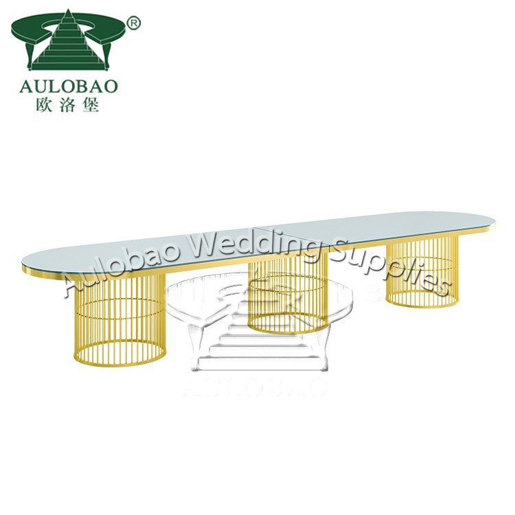 Luxurious wedding 8 person gold brass dining table for restaurant