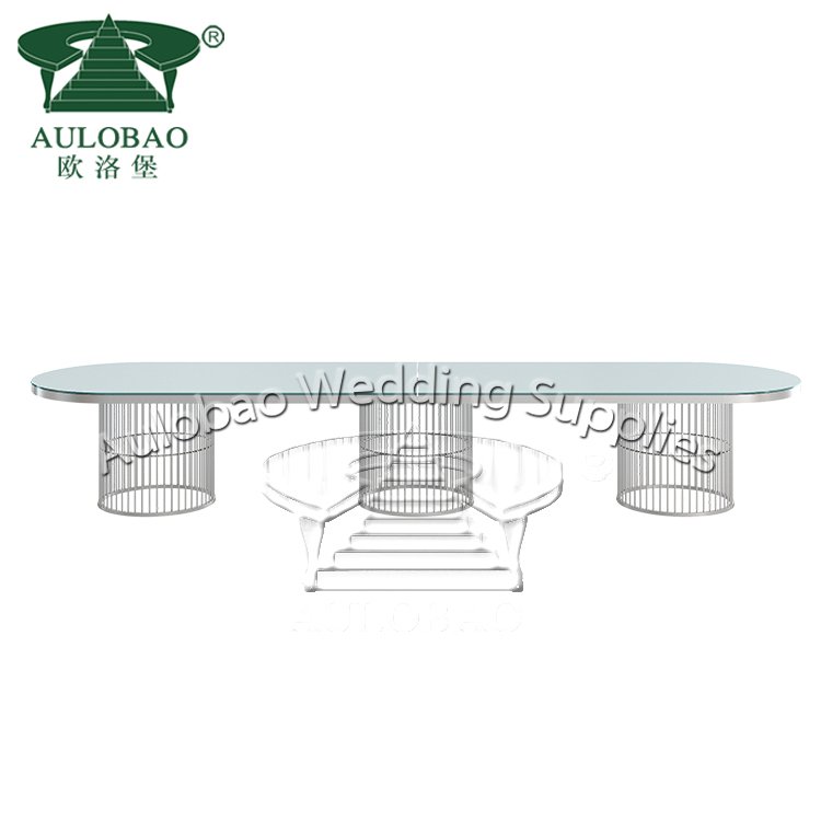 Luxurious wedding 8 person gold brass dining table for restaurant
