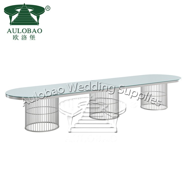 Luxurious wedding 8 person gold brass dining table for restaurant