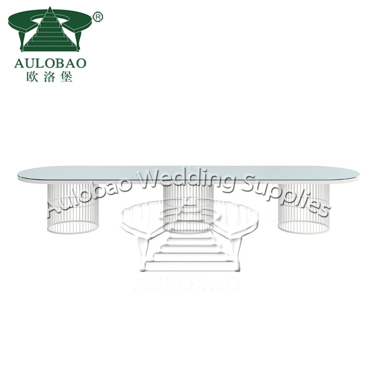 Luxurious wedding 8 person gold brass dining table for restaurant