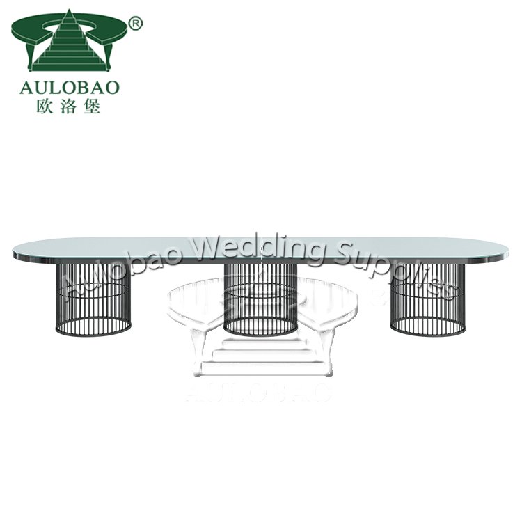 Luxurious wedding 8 person gold brass dining table for restaurant