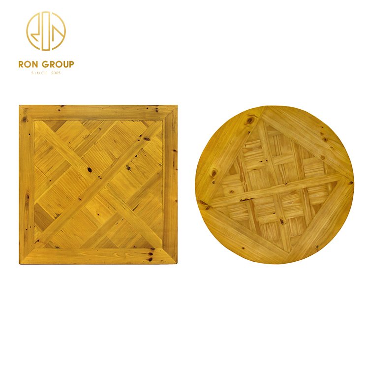 Wholesale Restaurant Cafe hotel table and chairs top Custom Design Square Round Solid Wooden hotel Table set seater