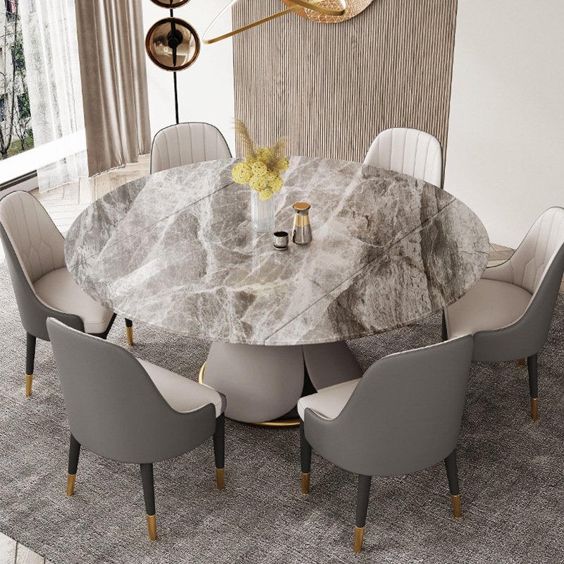 Top Dining Table Set Aluminum Base Table Home Furniture 6 Seater Extension Modern Dining Room Kitchen Table
