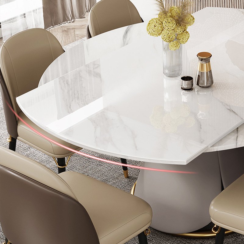 Top Dining Table Set Aluminum Base Table Home Furniture 6 Seater Extension Modern Dining Room Kitchen Table