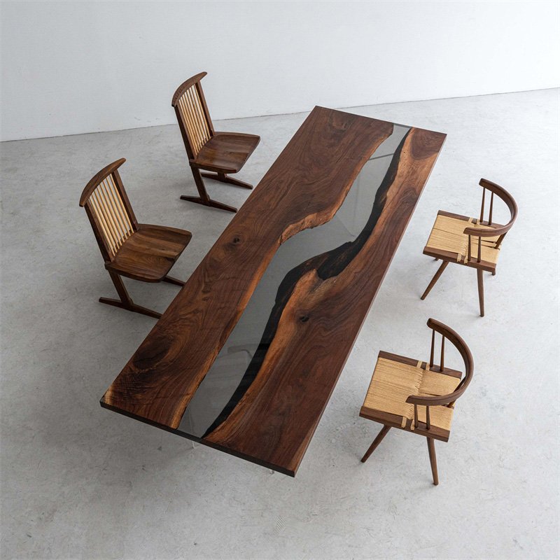 Quality Luxury Art Modern Wood Furniture Epoxy Resin Dining Table