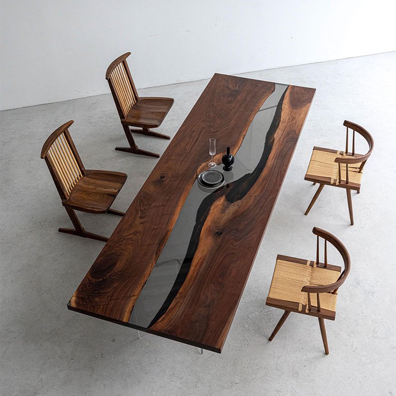 Quality Luxury Art Modern Wood Furniture Epoxy Resin Dining Table