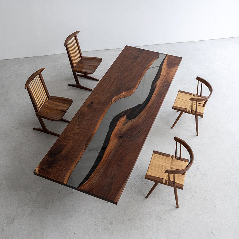 Quality Luxury Art Modern Wood Furniture Epoxy Resin Dining Table
