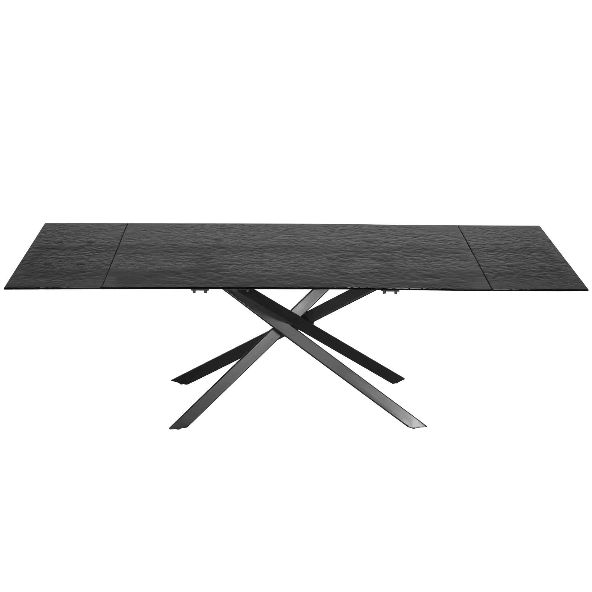 Furniture Dining Table Set Small Kitchen Square 10Mm Fused Grey Glass Function Table With Black Leg