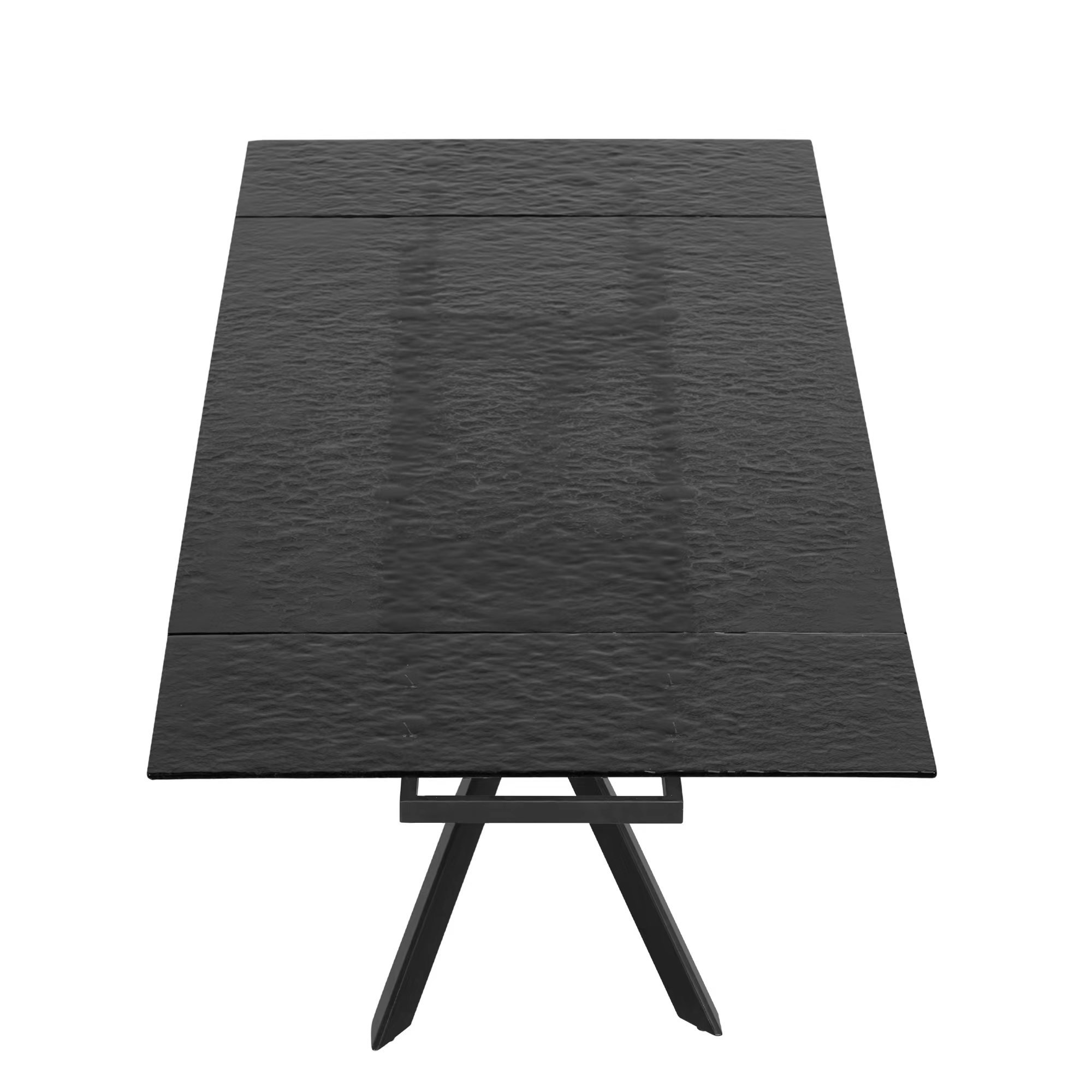 Furniture Dining Table Set Small Kitchen Square 10Mm Fused Grey Glass Function Table With Black Leg