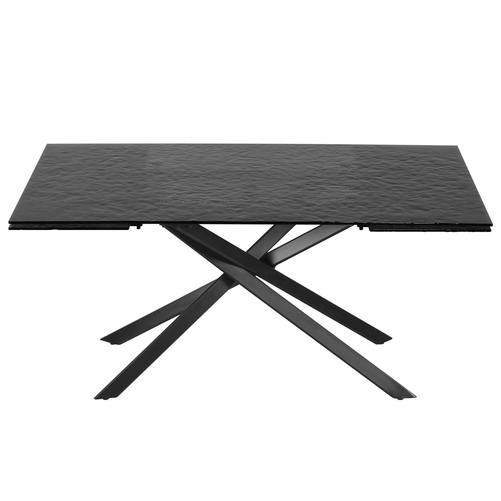 Furniture Dining Table Set Small Kitchen Square 10Mm Fused Grey Glass Function Table With Black Leg