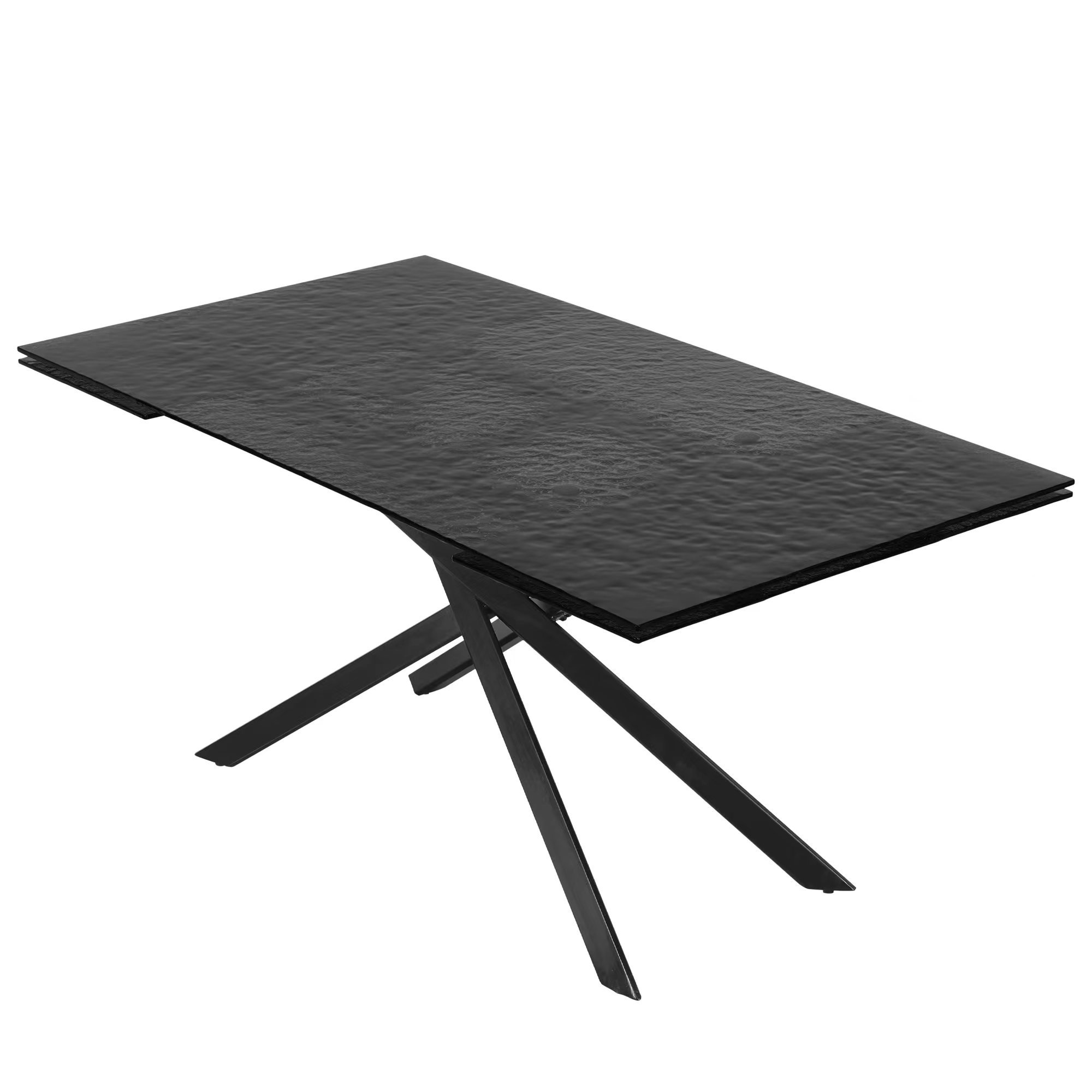 Furniture Dining Table Set Small Kitchen Square 10Mm Fused Grey Glass Function Table With Black Leg